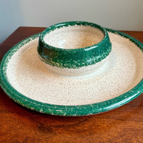 Handmade pottery smaller sized chip and dip serving tray - Picture 1 of 6
